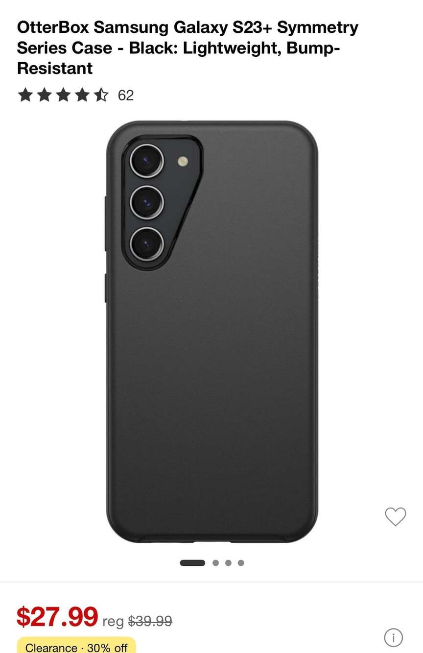 OtterBox Samsung Galaxy S23+ Symmetry Series Case - Black: Lightweight